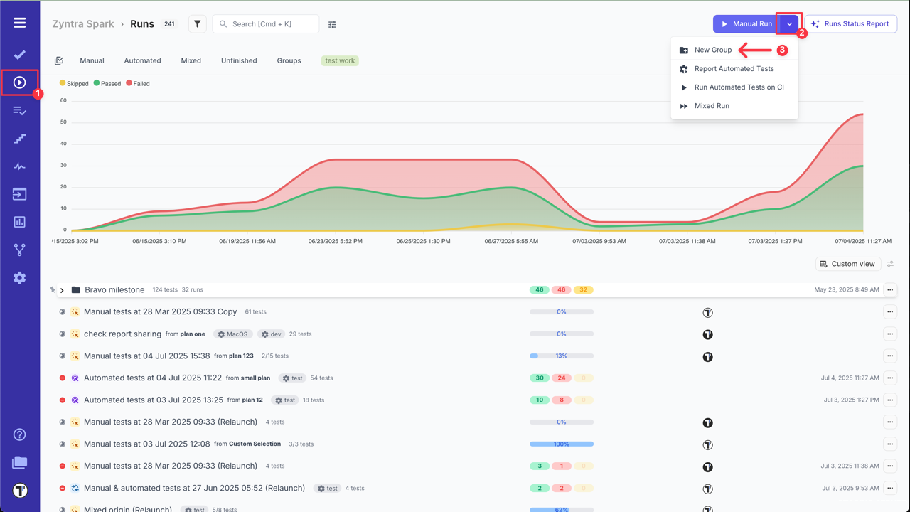 Testomat.io - New Group button